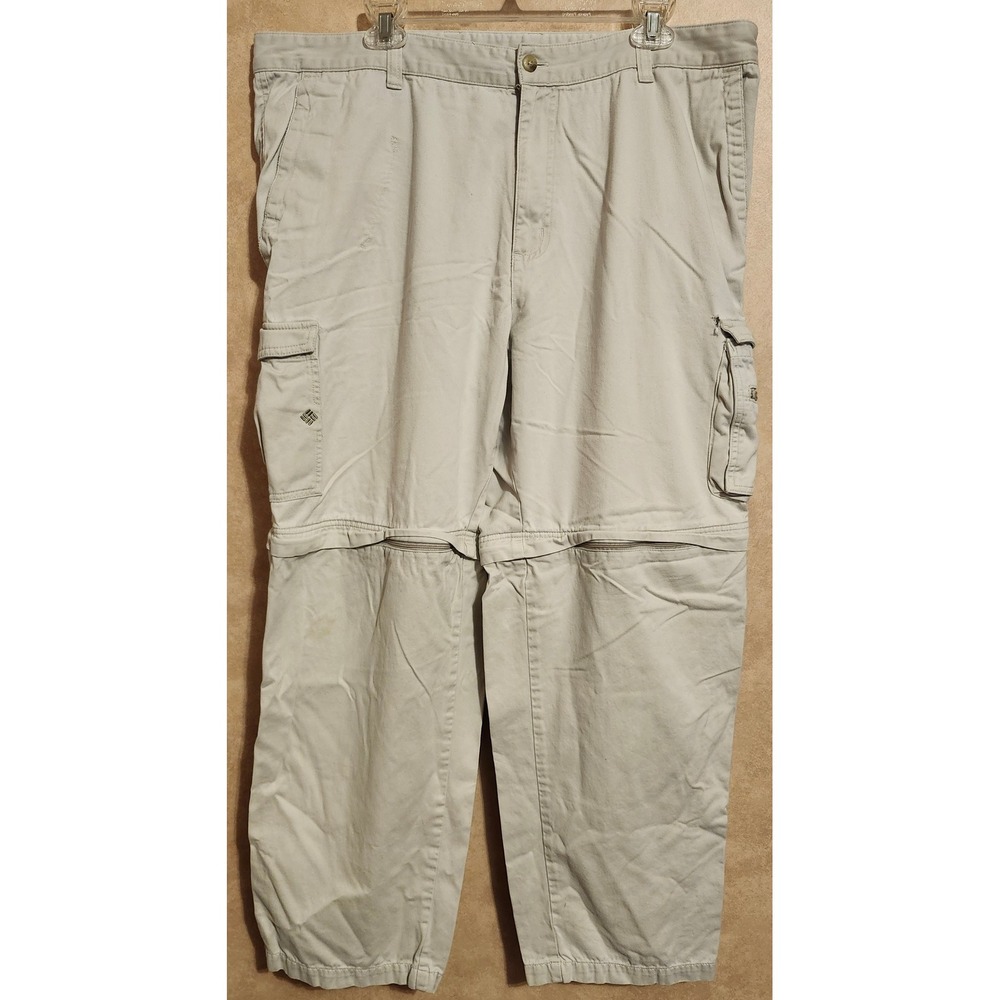 Columbia Mens Convertible Cargo Pants Zip Off Shorts Tan Hiking Outdoor 40x31
